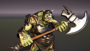 Animated Orc with Weapon and Armor