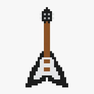 Voxel Black Electric Guitar 3D