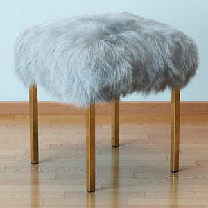 hair fur sheepskin stool model