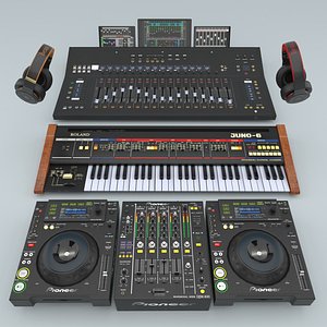Musical DJ instruments Collection 3D model