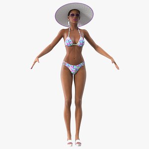 3D light skinned bikini girl model