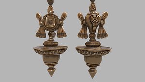 shanku chakra Hanging oil lamp 3D model