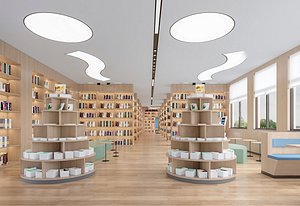 Modern Book Store Book Shop Interior 3D model