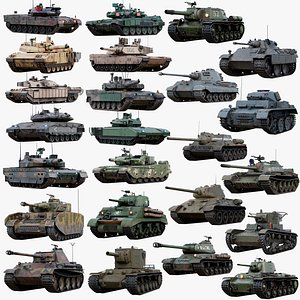24 Tanks Realtime Rigged Megabundle 3D model