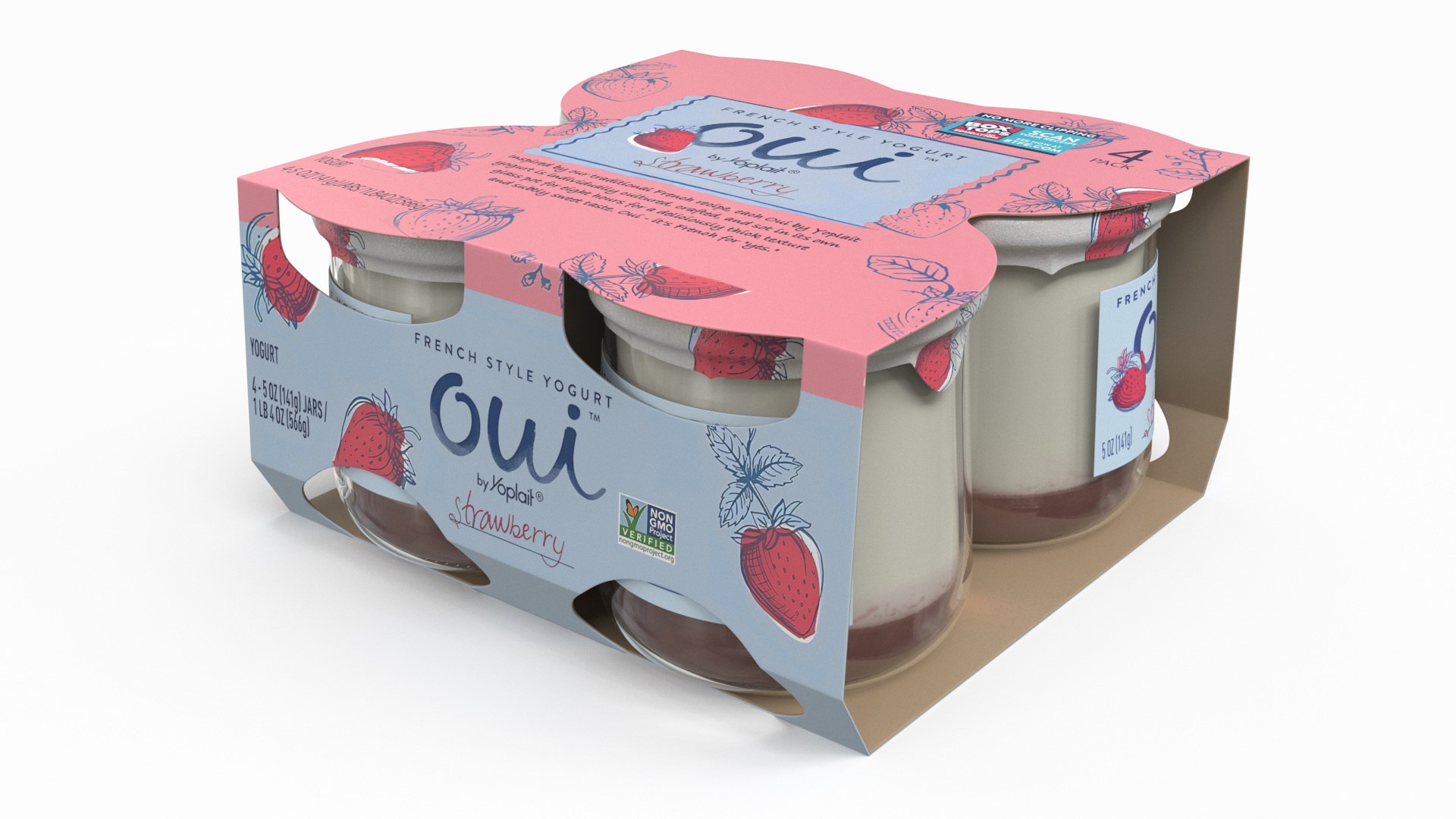 French Style Oui Yogurt Packaging 3D model preview