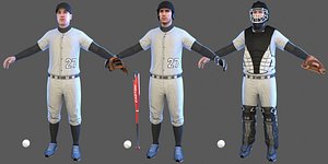 3D pack baseball players batter