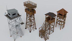 3D Guard Tower Collection - Game Ready model