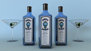 3D model bombay sapphire glass bottle