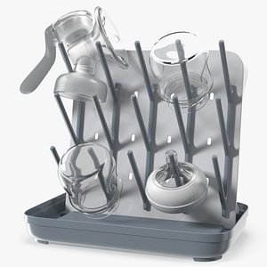 Child Bottle Drying Rack with Baby Accessories 3D model
