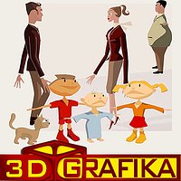 Cartoon people family set