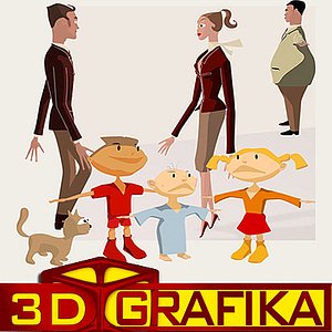 Cartoon people family set