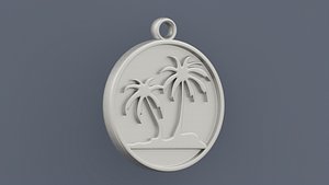 Round pendant with an image of a palm tree