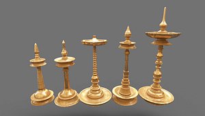kerala oil lamp 3D model