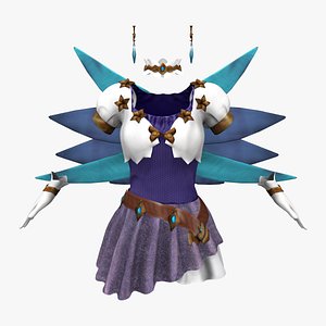 3D Blue Purple White Teal Tones Fantasy Outfit