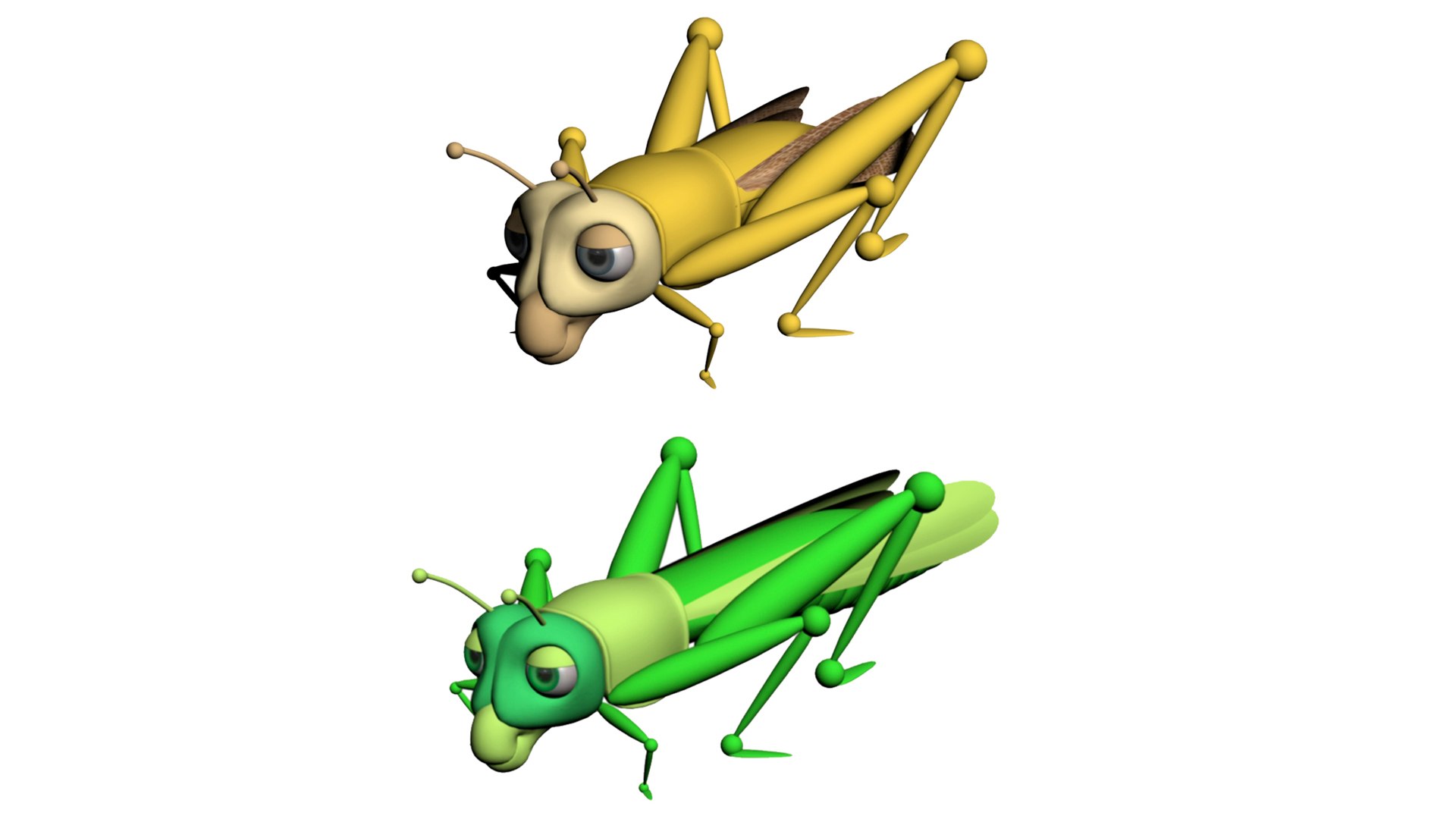 Cartoon Locust And Grasshopper 3D Model - TurboSquid 2027951