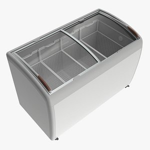 Ice cream freezer with curved glass doors 3D model