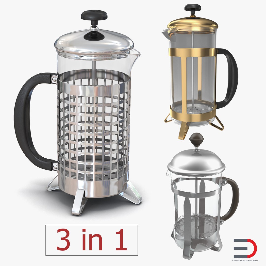 French Press Coffee Pots 3D Models Collection 2 3D model preview