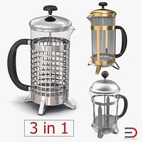 French Press Coffee Pots 3D Models Collection 2