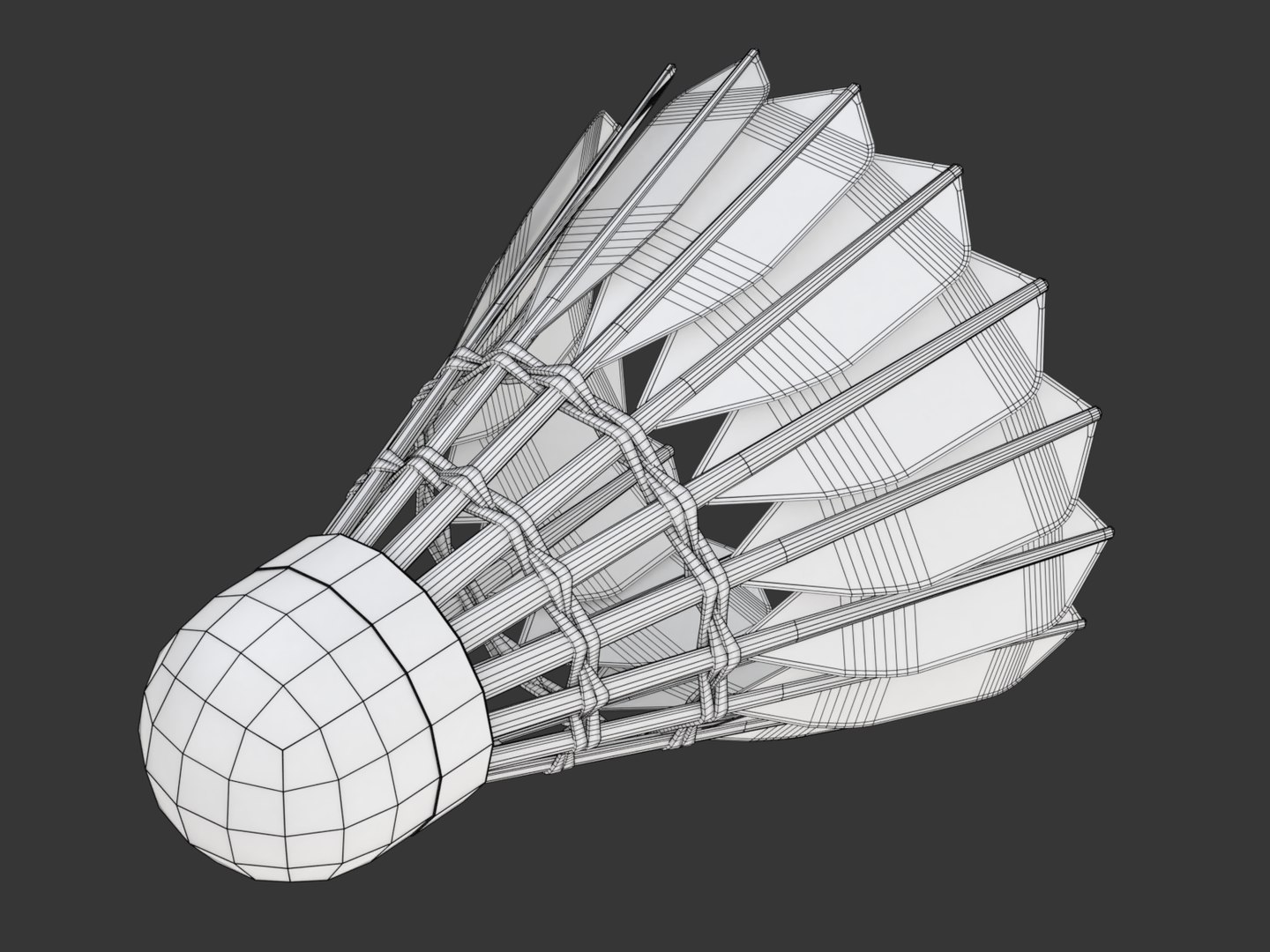3D badminton shuttlecock sport model https://p.turbosquid.com/ts-thumb/EV/E0A3Zv/E5je6CAT/shuttlecockwireframe01/png/1544270952/1920x1080/fit_q87/58bf5357e15d5569cc46b79065abe9595ba5bf04/shuttlecockwireframe01.jpg