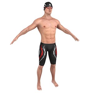 3D swimmer man model