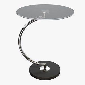 Contemporary Occasional C-shaped side Table in Steel Glass