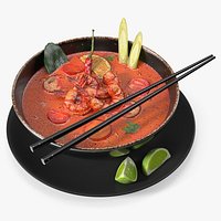 Tom Yum Soup in Bowl with Lime