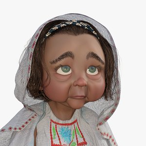 Cartoon Grandmother Rigged 3D model
