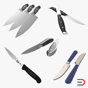 3d knives set knife model