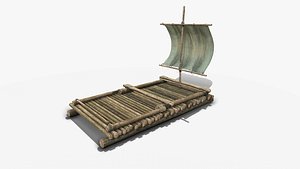 3D model Wooden Raft 3