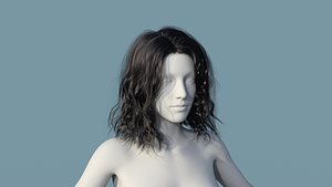 Realistic Female Polygon Long Black Hair 41 3D