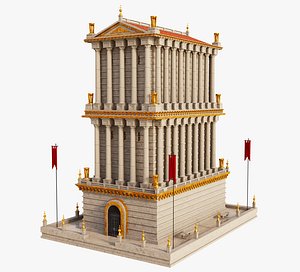 3D Roman tower building temple model