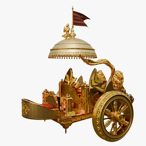 3D Royal Indian Golden Chariot 3D Model  High Detail  Mythological War Cart PBR Textured model