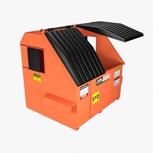 3D Orange Dumpster 8yard New-Dirty