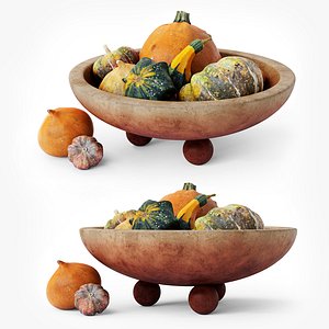 Bowl Red With Pumpkins Set2 3D