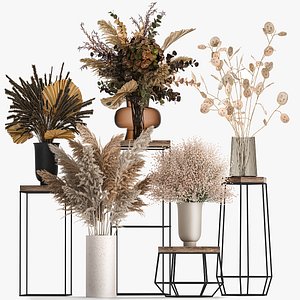 Collection of bouquets of dried flowers 208 3D model