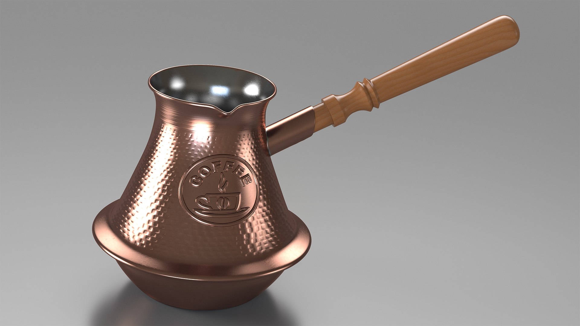 Copper Turkish Coffee Pot 3D model preview
