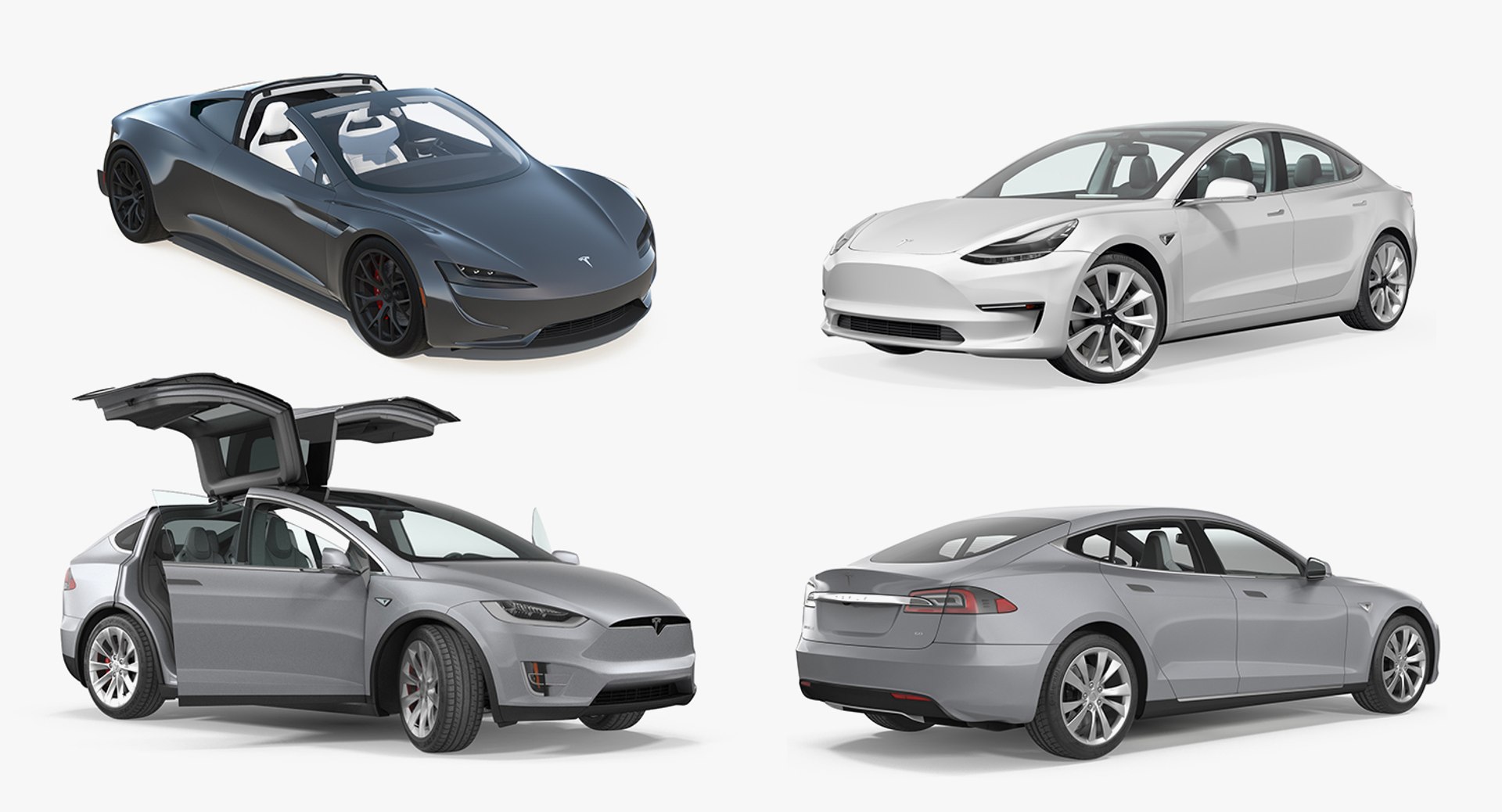 Tesla Cars Collection 3 3D model preview