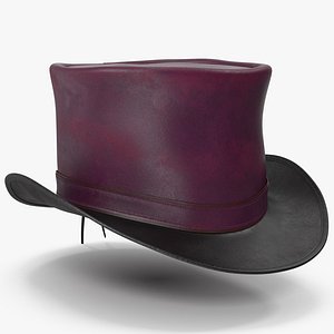 3D Leather Top Hat Red v 2
