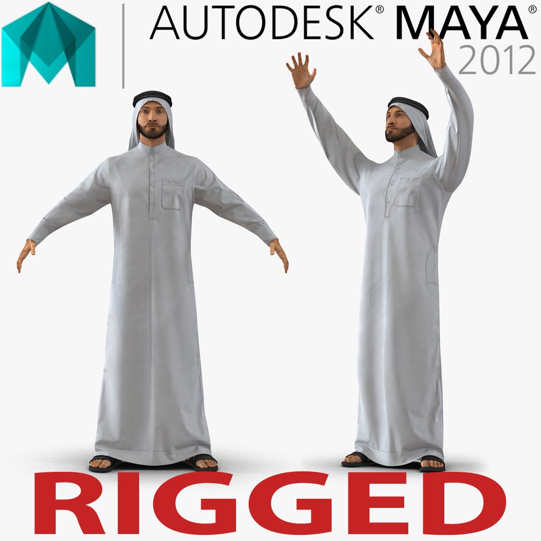 Arab Man Rigged for Maya 3D model preview