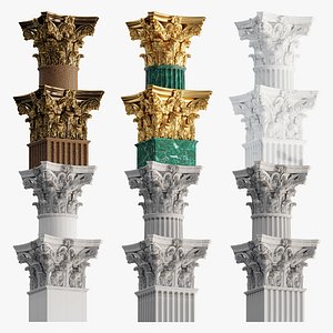 Round and rectangular corinth columns 3D model