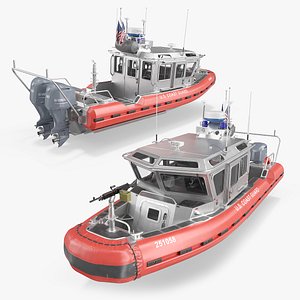 Coast Guard Defender Class Boat Red Simplified