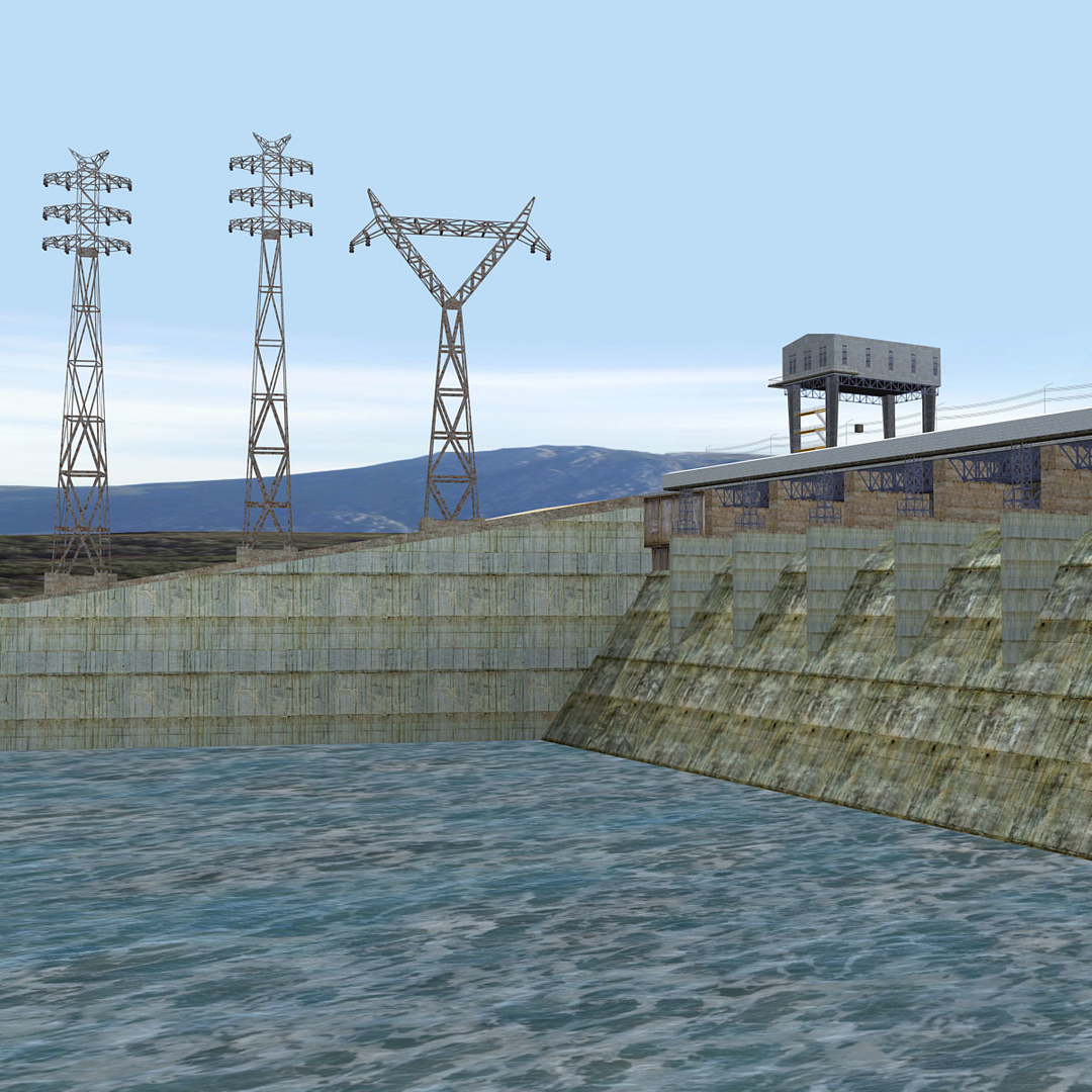 3d Model Dam Power Lines