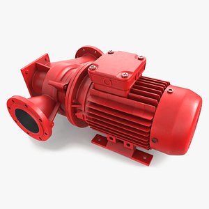 3D model Industrial Centrifugal Water Pump Inline Vertical Red