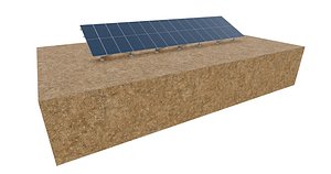 3D Lowpoly Ground Mounted Solar Panels-15 Rows of PV Modules model