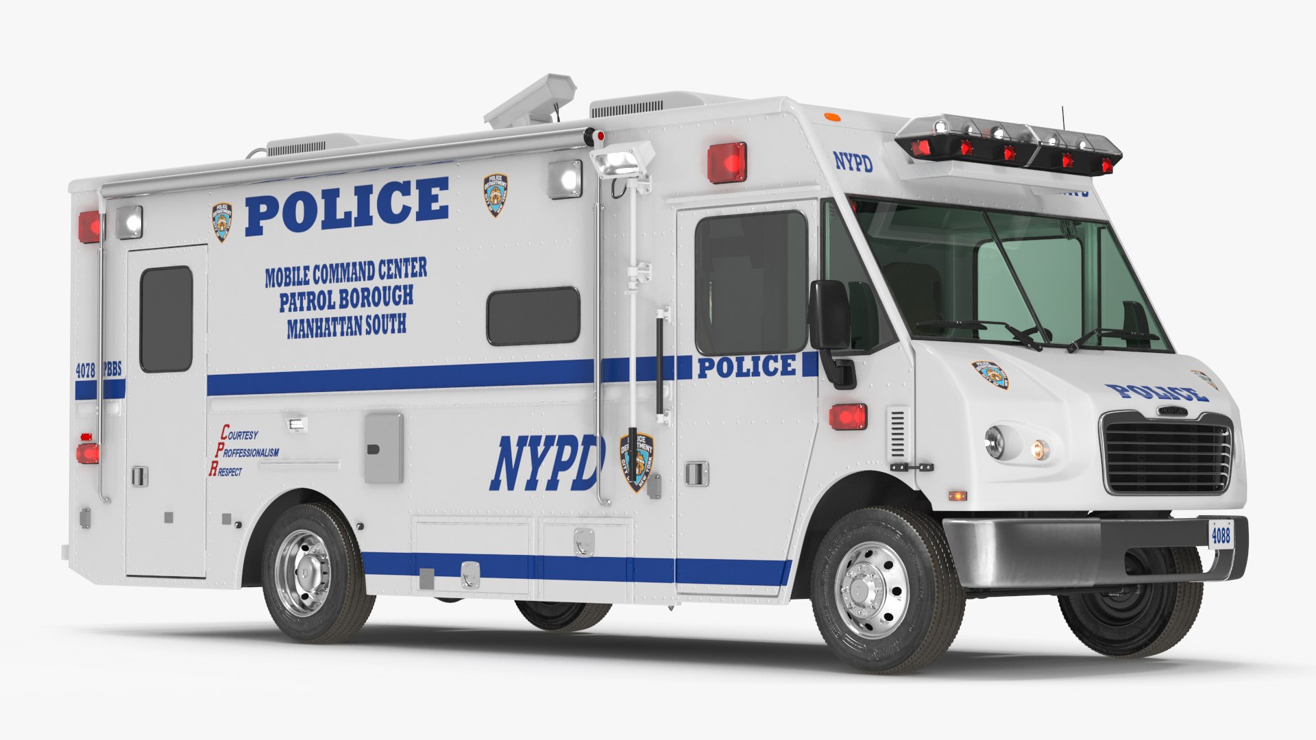 NYPD Mobile Command Center Lights On 3D model preview