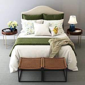 3D colonial style bedroom set model