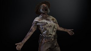 3D Zombie Cop Girl