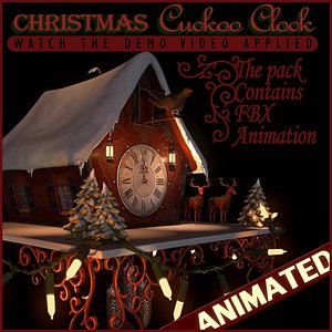 3d model christmas cuckoo clock