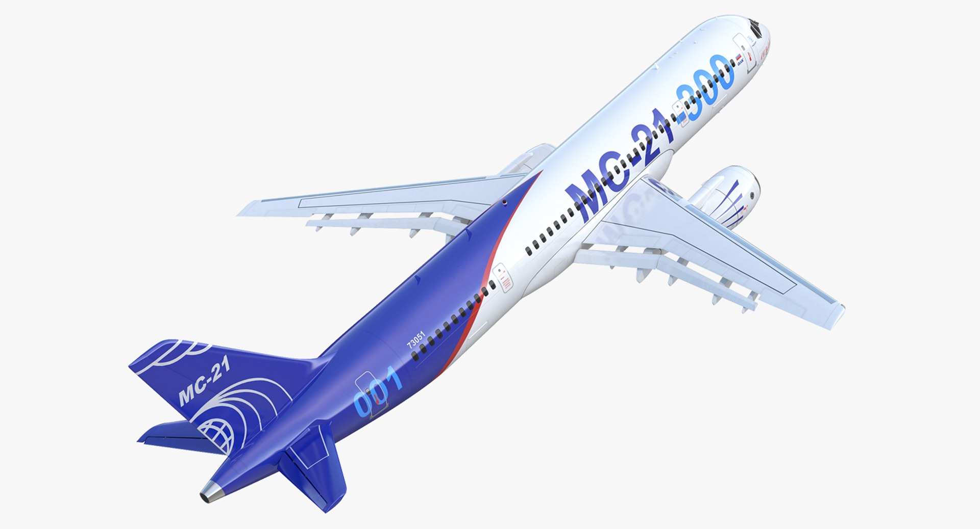 Russian Airliner MC-21 300 Rigged 3D Model 3D model preview
