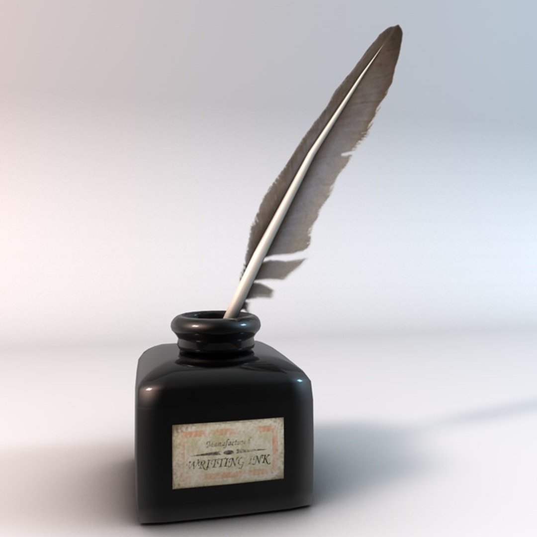 Quill dark feather ink 3D model - TurboSquid 1428968